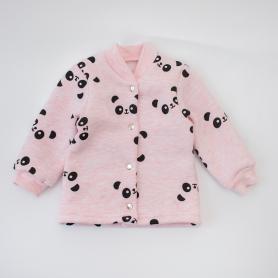 Кофточка из футера с начесом ПАНДА НА РОЗОВОМ 060фт/панда на розовом меланже